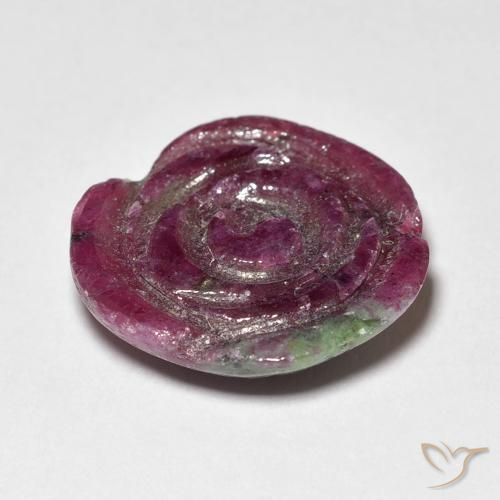 Rubí-Zoisita Medium Dark-Purple natural de 9.01 ct, Corte Flor, Opaco