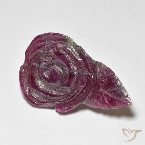 11.67ct Natural Púrpura rojizo Rubí-Zoisita, Corte Flor, Opaco