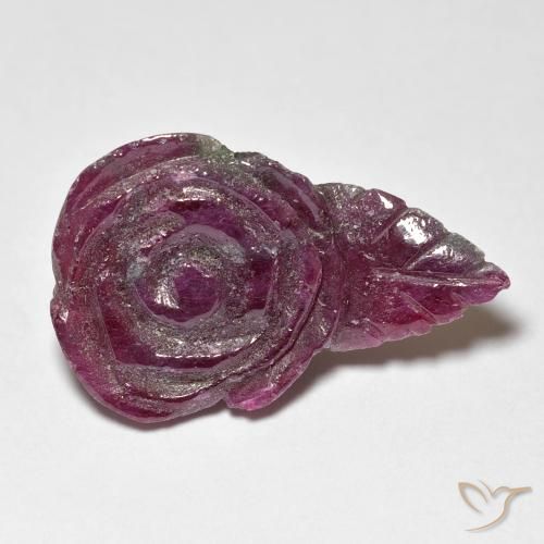 Rubí-Zoisita Púrpura rojizo natural de 11.67 ct, Corte Flor, Opaco