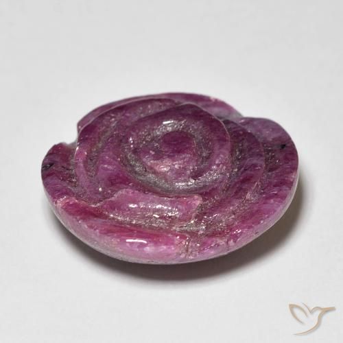 Rubí-Zoisita Púrpura rojizo natural de 15.51 ct, Corte Flor, Opaco