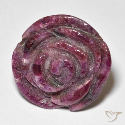 19.73ct Natural Púrpura rojizo Rubí-Zoisita, Corte Flor, Opaco
