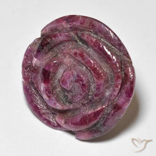 Rubí-Zoisita Púrpura rojizo natural de 19.73 ct, Corte Flor, Opaco