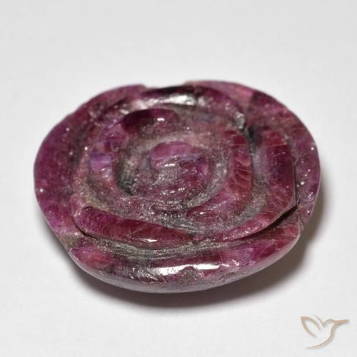 Rubí-Zoisita Púrpura rojizo natural de 19.73 ct, Corte Flor, Opaco