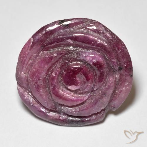 25.55ct Natural Púrpura rojizo Rubí-Zoisita, Corte Flor, Opaco