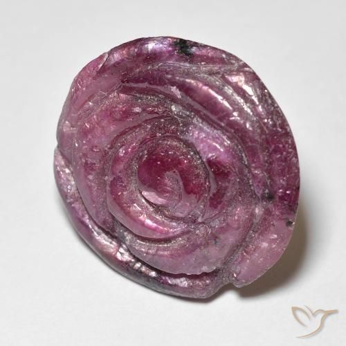 Rubí-Zoisita Púrpura rojizo natural de 25.55 ct, Corte Flor, Opaco