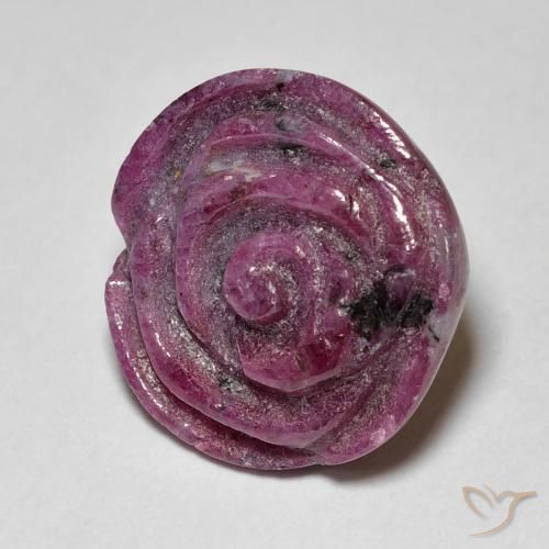 Rubí-Zoisita Púrpura rojizo natural de 18.75 ct, Corte Flor, Opaco