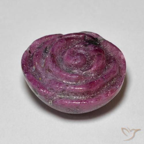 Rubí-Zoisita Púrpura rojizo natural de 18.75 ct, Corte Flor, Opaco