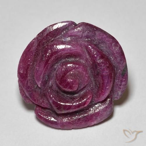 17.61ct Natural Rosado magenta Rubí-Zoisita, Corte Flor, Opaco
