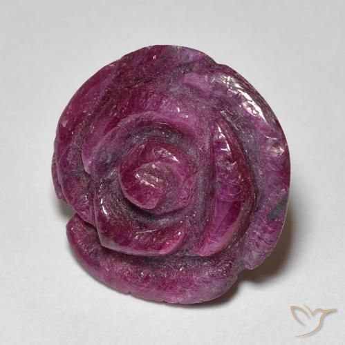 Rubí-Zoisita Rosado magenta natural de 17.61 ct, Corte Flor, Opaco