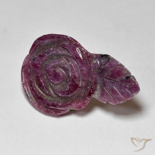 12.01ct Natural Púrpura oscuro Rubí-Zoisita, Corte Flor, Opaco