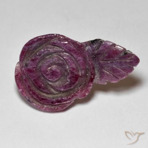 Rubí-Zoisita Púrpura oscuro natural de 12.01 ct, Corte Flor, Opaco