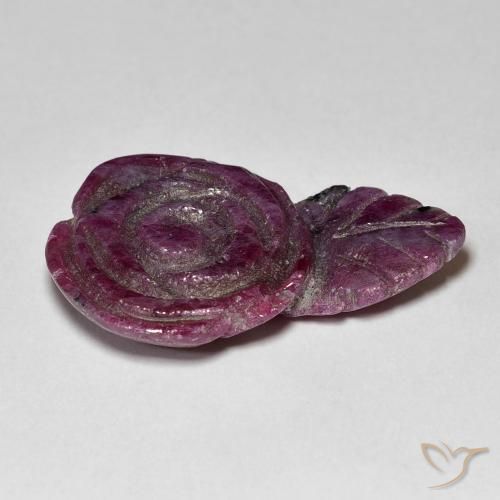 Rubí-Zoisita Púrpura oscuro natural de 12.01 ct, Corte Flor, Opaco