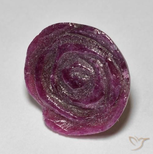 Rubí-Zoisita Medium Dark Reddish-Purple natural de 12.46 ct, Corte Flor, Opaco