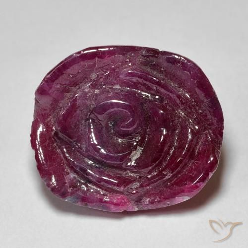 Rubí-Zoisita Medium Dark Reddish-Purple natural de 18.36 ct, Corte Flor, Opaco