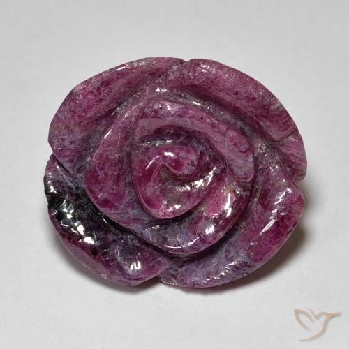 22.77ct Natural Púrpura medio Rubí-Zoisita, Corte Flor, Opaco