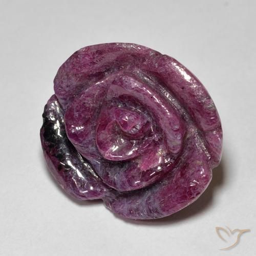 Rubí-Zoisita Púrpura medio natural de 22.77 ct, Corte Flor, Opaco