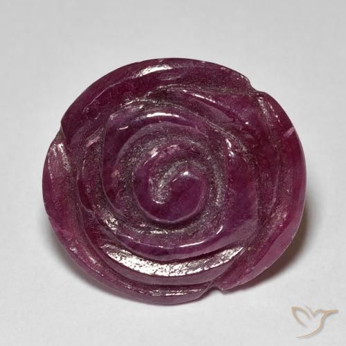 18.48ct Natural Púrpura oscuro Rubí-Zoisita, Corte Flor, Opaco