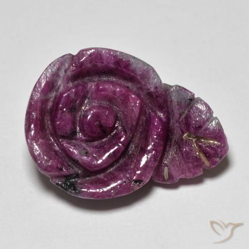 20.09ct Natural Rojo oscuro Rubí-Zoisita, Corte Flor, Opaco