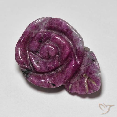 Rubí-Zoisita Rojo oscuro natural de 20.09 ct, Corte Flor, Opaco