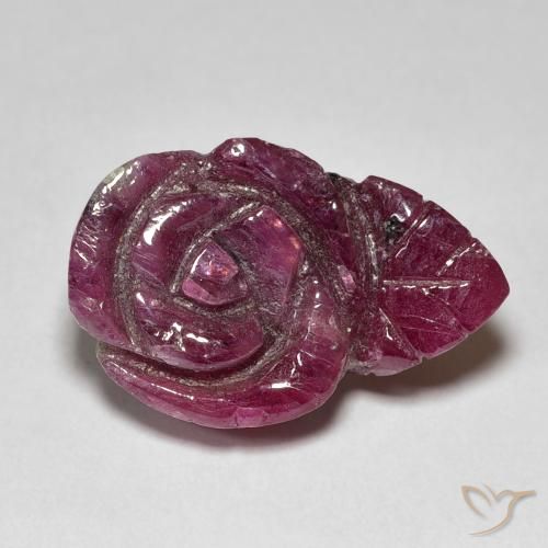 14.55ct Natural Medium Dark Reddish-Purple Rubí-Zoisita, Corte Flor, Opaco