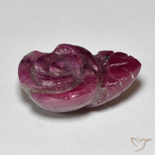 Rubí-Zoisita Medium Dark Reddish-Purple natural de 14.55 ct, Corte Flor, Opaco