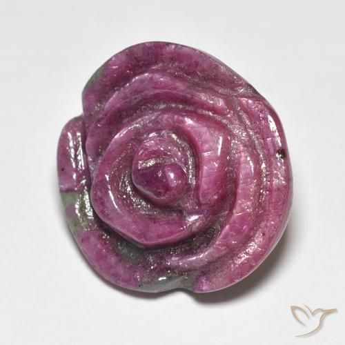 Rubí-Zoisita Púrpura medio natural de 17.57 ct, Corte Flor, Opaco