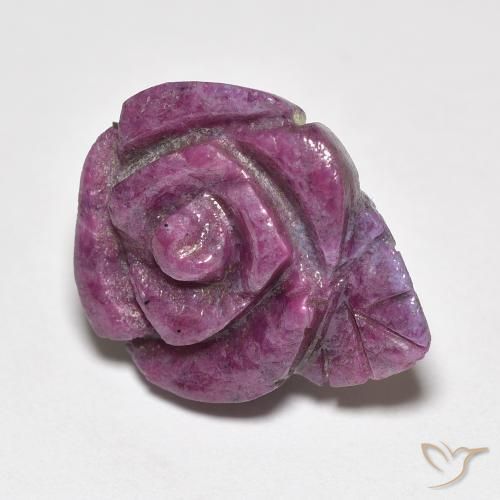 Rubí-Zoisita Medium Dark-Purple natural de 16.73 ct, Corte Flor, Opaco