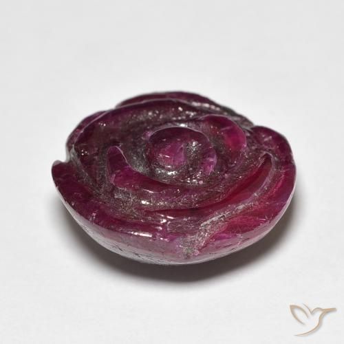 Rubí-Zoisita Medium Dark-Purple natural de 16.77 ct, Corte Flor, Opaco