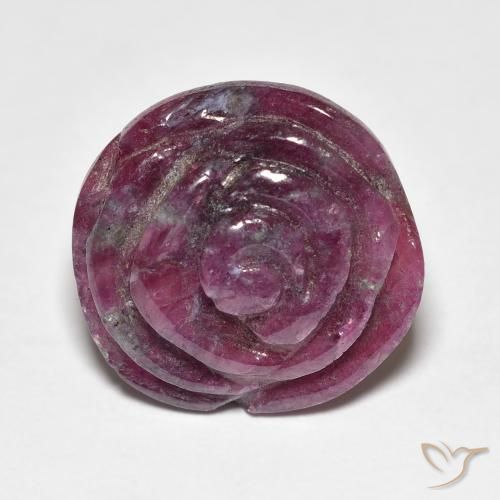 16.09ct Natural Púrpura rojizo Rubí-Zoisita, Corte Flor, Opaco
