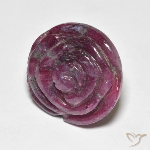Rubí-Zoisita Púrpura rojizo natural de 16.09 ct, Corte Flor, Opaco