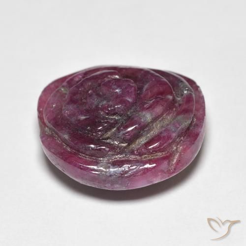 Rubí-Zoisita Púrpura rojizo natural de 16.09 ct, Corte Flor, Opaco