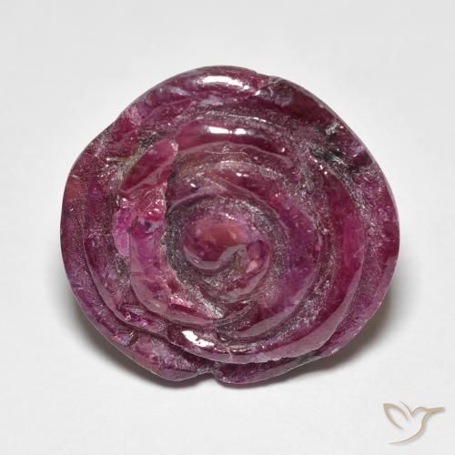 23.98ct Natural Medium Dark-Purple Rubí-Zoisita, Corte Flor, Opaco