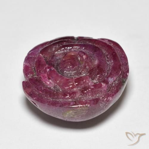 Rubí-Zoisita Medium Dark-Purple natural de 23.98 ct, Corte Flor, Opaco