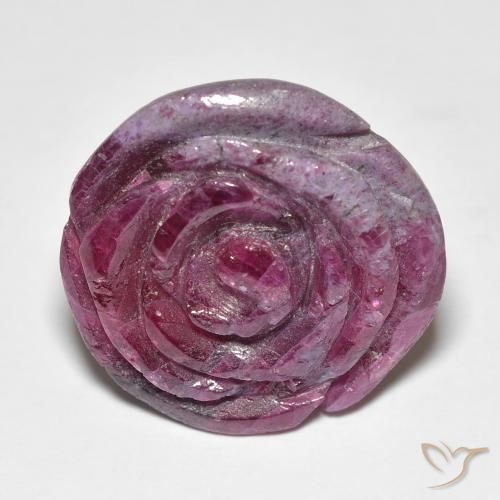 25.96ct Natural Púrpura rojizo Rubí-Zoisita, Corte Flor, Opaco