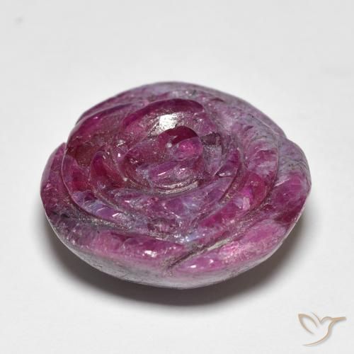 Rubí-Zoisita Púrpura rojizo natural de 25.96 ct, Corte Flor, Opaco