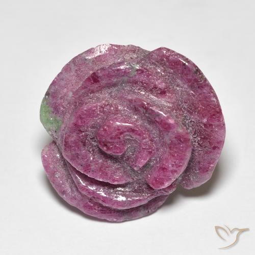 19.49ct Natural Púrpura rojizo Rubí-Zoisita, Corte Flor, Opaco