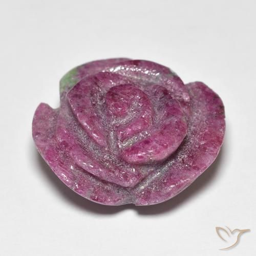 Rubí-Zoisita Púrpura rojizo natural de 19.49 ct, Corte Flor, Opaco