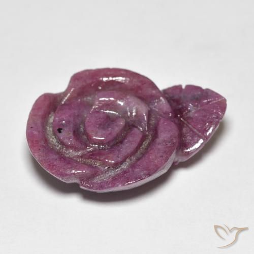Rubí-Zoisita Púrpura rojizo natural de 12.79 ct, Corte Flor, Opaco