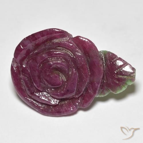 Rubí-Zoisita Multicolor natural de 16.95 ct, Corte Flor, Opaco