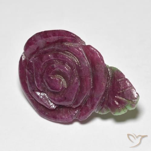 Rubí-Zoisita Multicolor natural de 16.95 ct, Corte Flor, Opaco