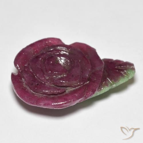 Rubí-Zoisita Multicolor natural de 16.95 ct, Corte Flor, Opaco