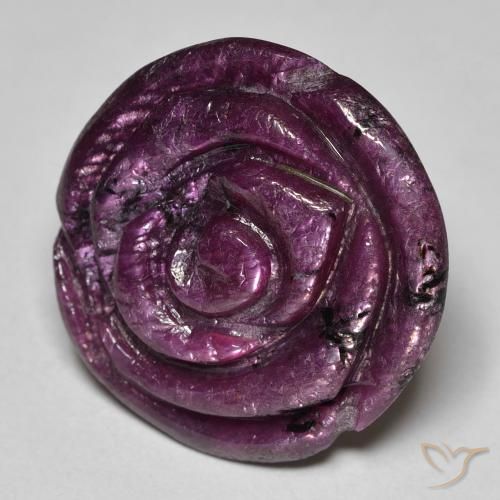 Rubí-Zoisita Púrpura ciruela natural de 25.68 ct, Corte Flor, Opaco