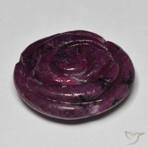 Rubí-Zoisita Púrpura ciruela natural de 25.68 ct, Corte Flor, Opaco