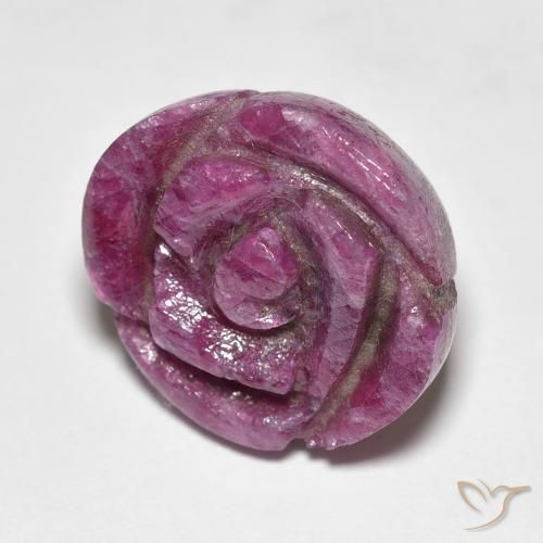 Rubí-Zoisita Medium Dark-Purple natural de 16.66 ct, Corte Flor, Opaco