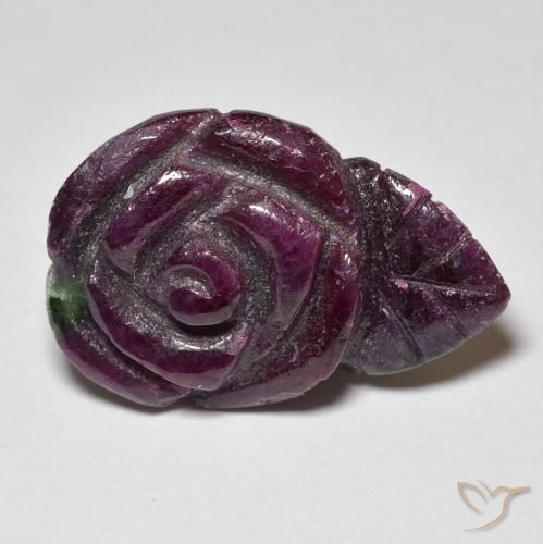 18.51ct Natural Multicolor Rubí-Zoisita, Corte Flor, Opaco
