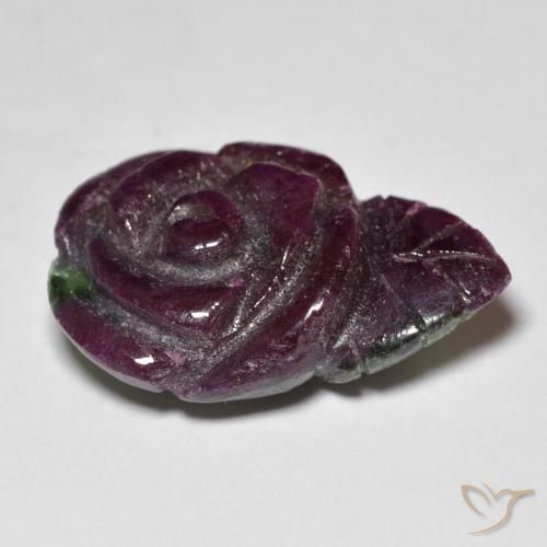 Rubí-Zoisita Multicolor natural de 18.51 ct, Corte Flor, Opaco