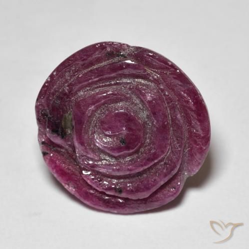 12.14ct Natural Púrpura rojizo Rubí-Zoisita, Corte Flor, Opaco
