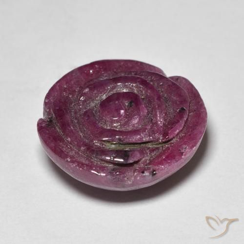 Rubí-Zoisita Púrpura rojizo natural de 12.14 ct, Corte Flor, Opaco