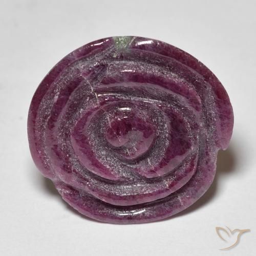 18.70ct Natural Púrpura ciruela Rubí-Zoisita, Corte Flor, Opaco