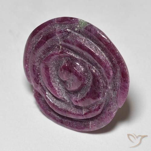 Rubí-Zoisita Púrpura ciruela natural de 18.70 ct, Corte Flor, Opaco